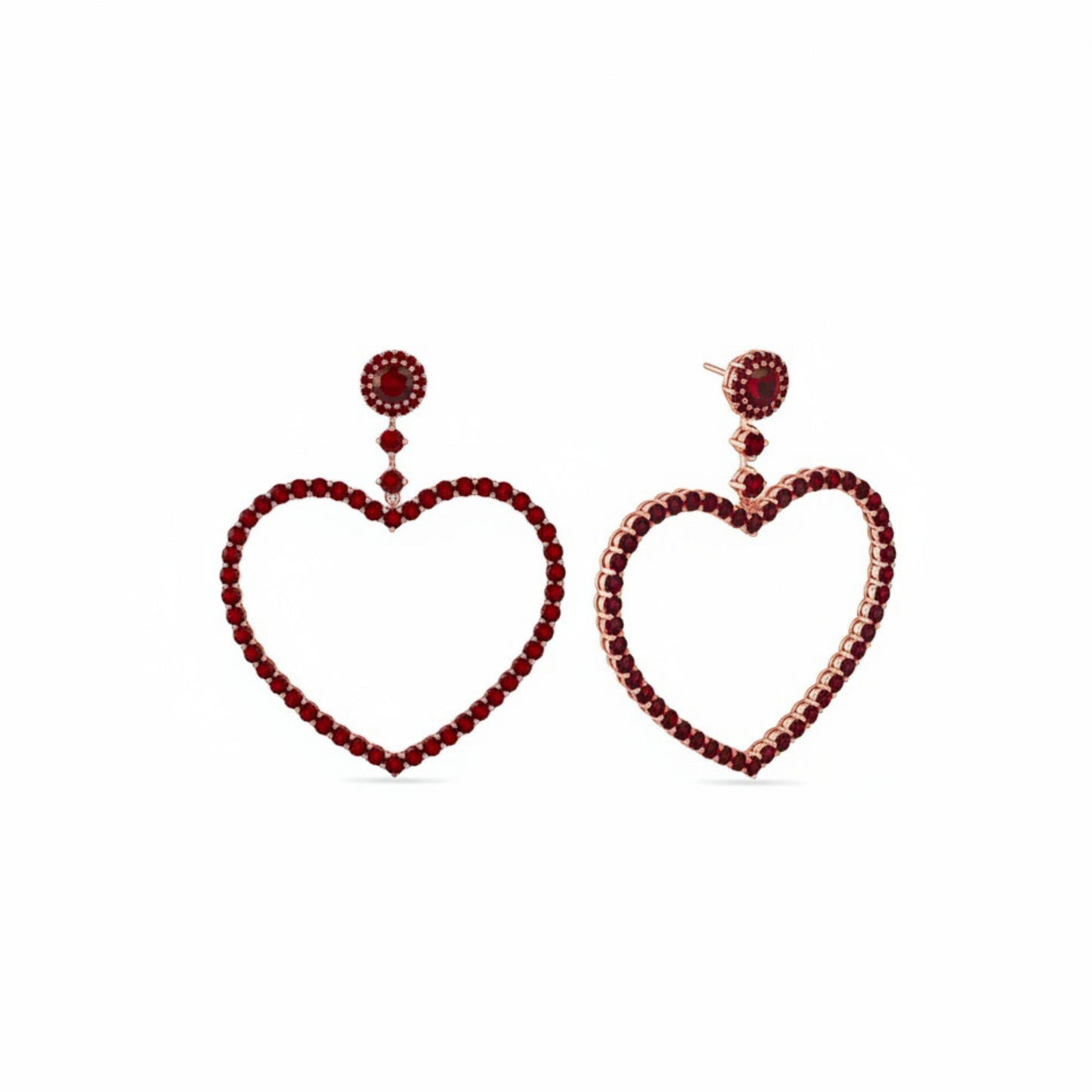 Amore Grand Heart Earrings – Deep Red Garnet