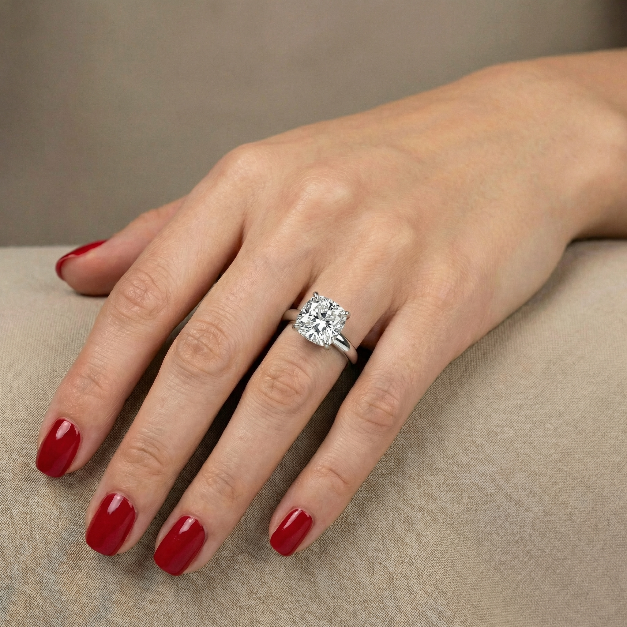 Aria Cushion Solitaire Ring – White Diamond