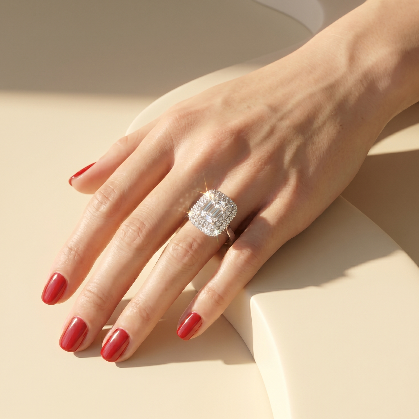 Nexus Double Halo Ring – White Diamond