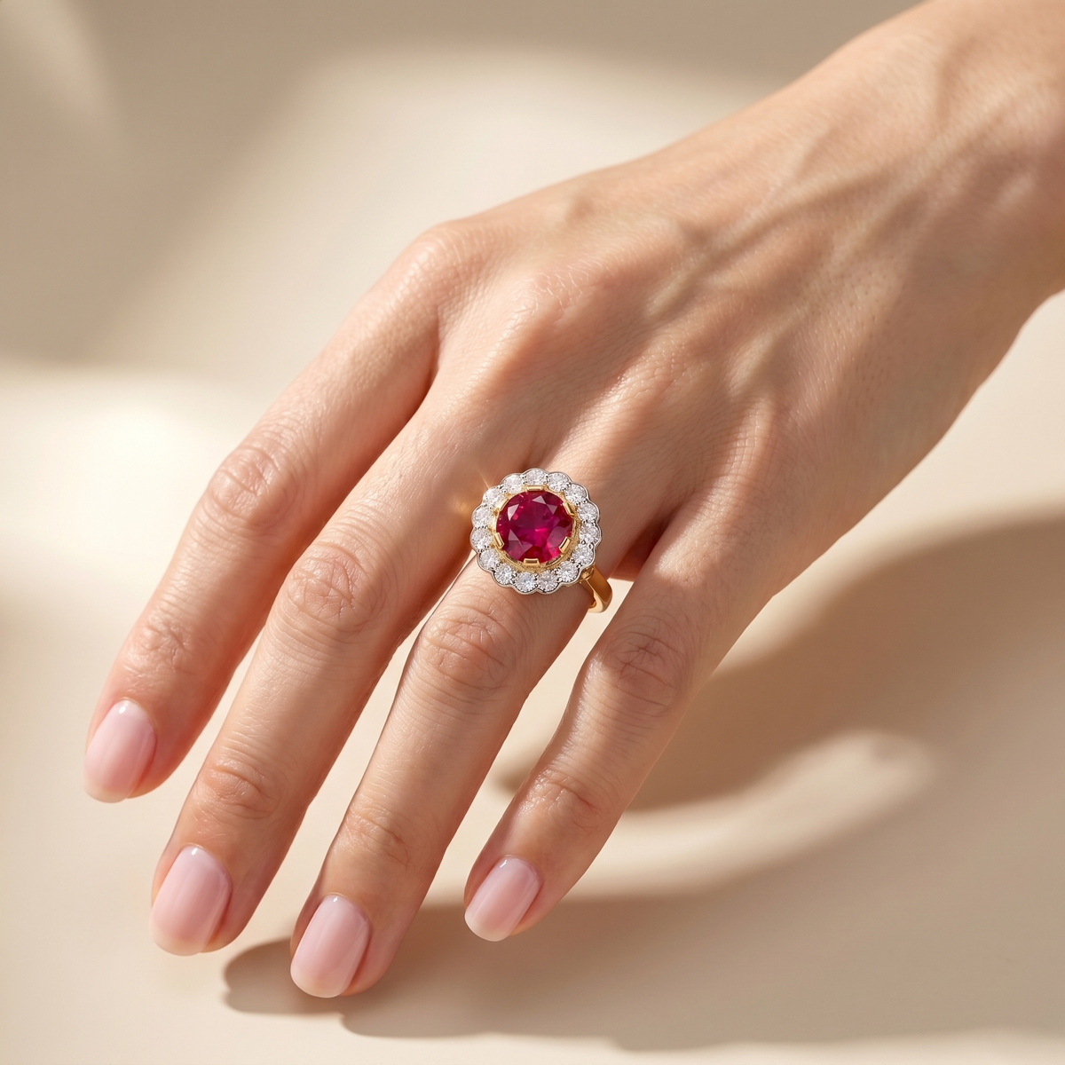 Juno Daisy Ring – Red Ruby