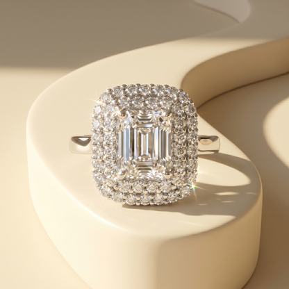 Nexus Double Halo Ring – White Diamond