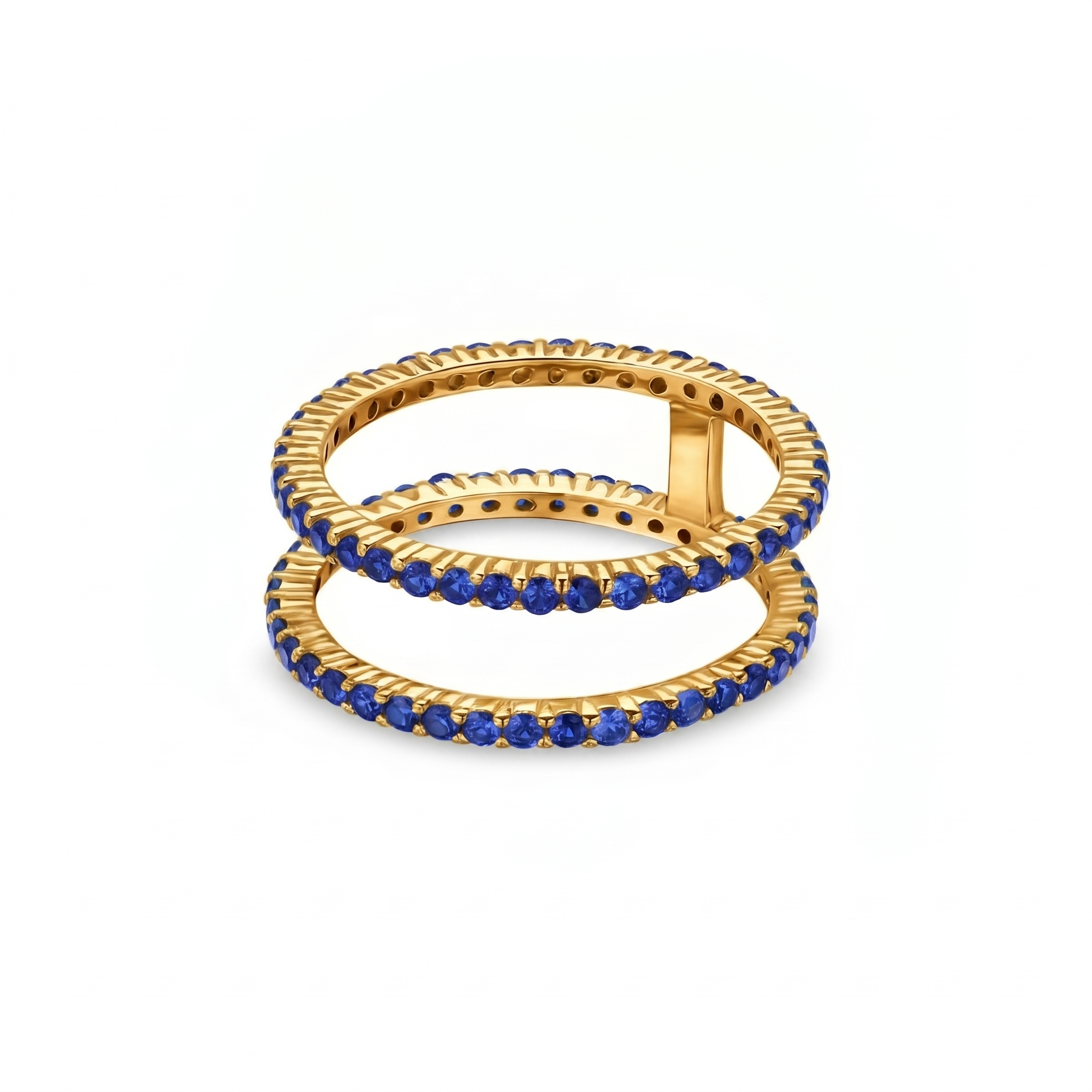 Linea Double Ring – Blue Sapphire