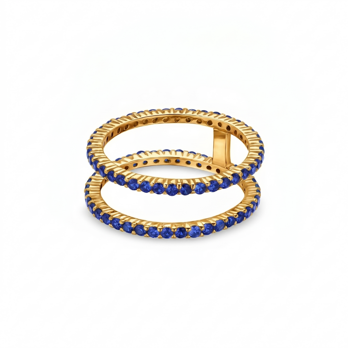 Linea Double Ring – Blue Sapphire