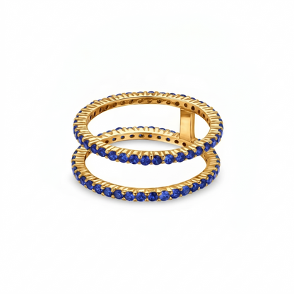 Linea Double Ring – Blue Sapphire