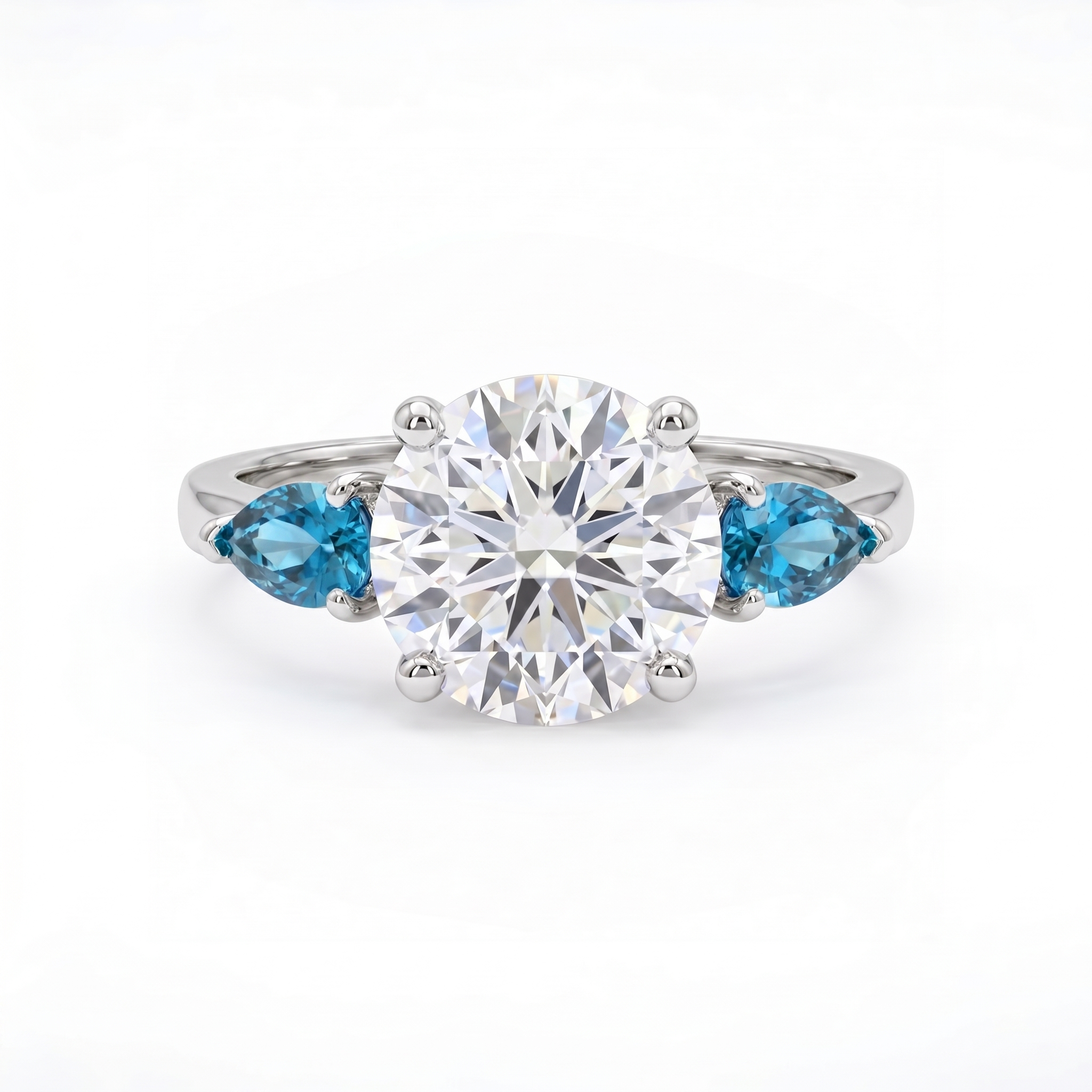 Juno Trio Ring – Teal Blue Spinel