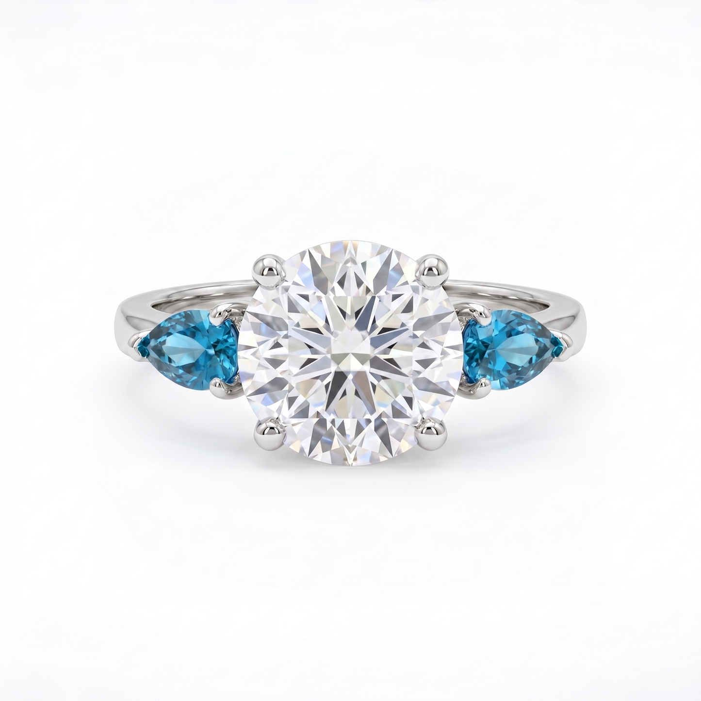 Juno Trio Ring – Teal Blue Spinel
