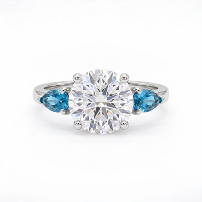 Juno Trio Ring – Teal Blue Spinel