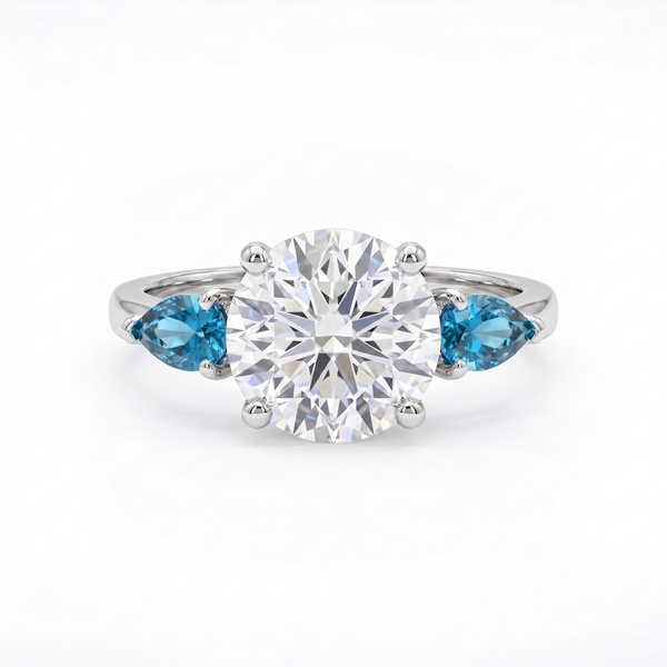 Juno Trio Ring – Teal Blue Spinel
