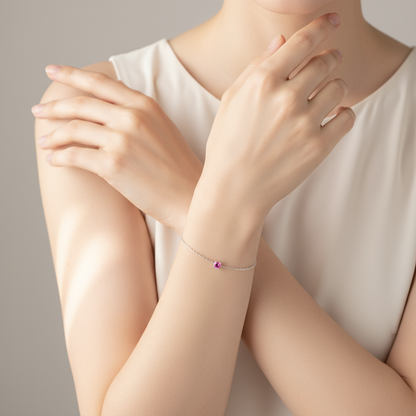 Juno Solitaire Bracelet – Vivid Pink Sapphire