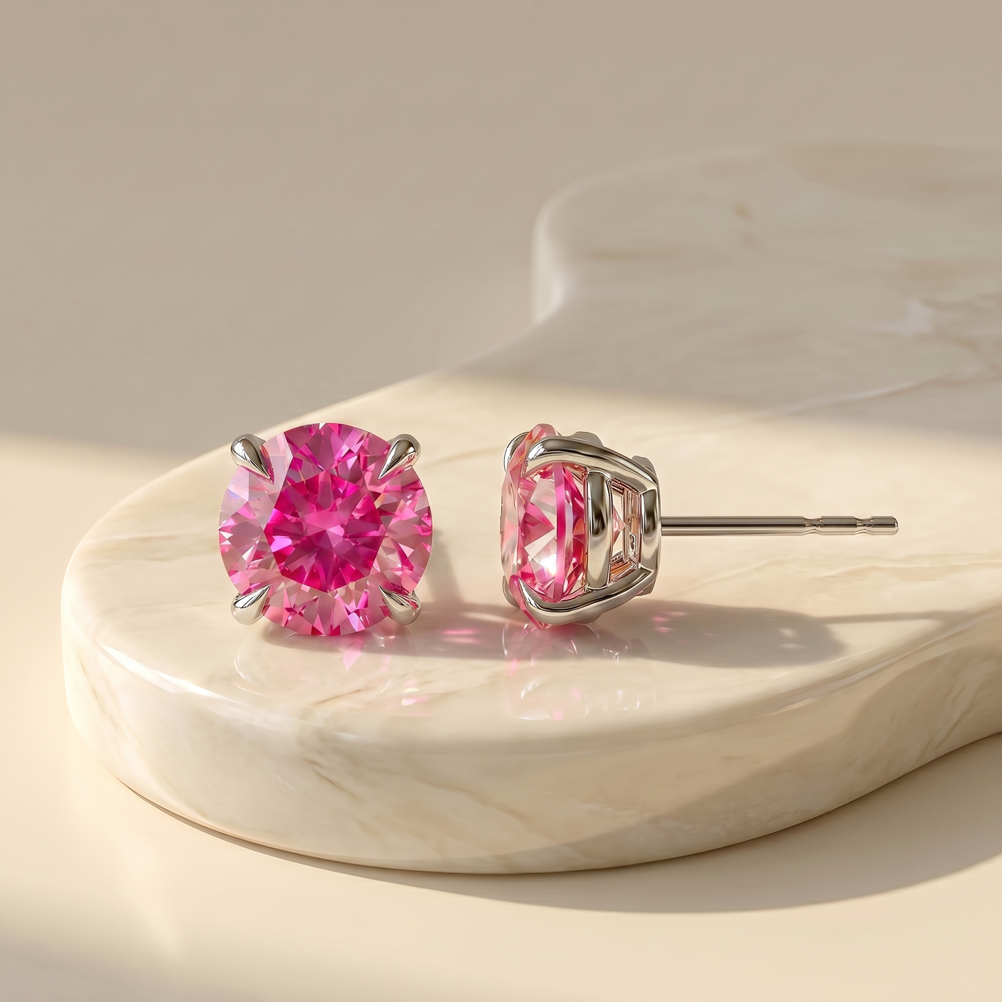 Juno Stud Earrings – Vivid Pink Sapphire