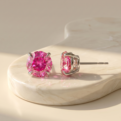 Juno Stud Earrings – Vivid Pink Sapphire