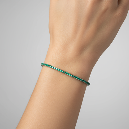 Juno Mini Tennis Bracelet – Zambian Green Emerald