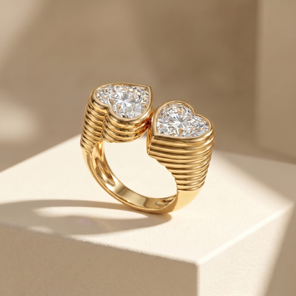 Amore Double Signet Ring – White Diamond