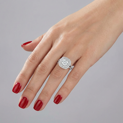 Aria Double Halo Ring – White Diamond