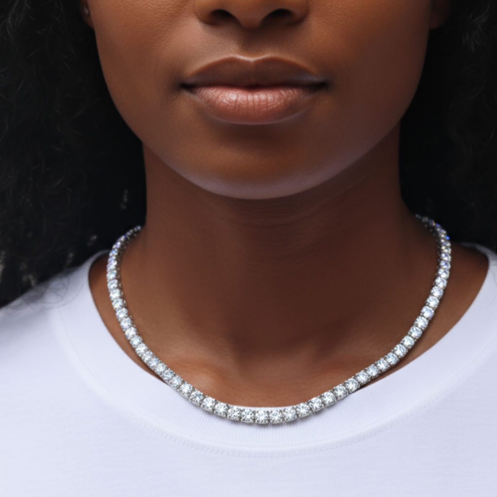 Juno Maxi Tennis Necklace 40ct – White Diamond