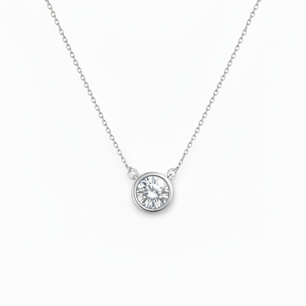 Forma Solitaire Necklace – White Diamond