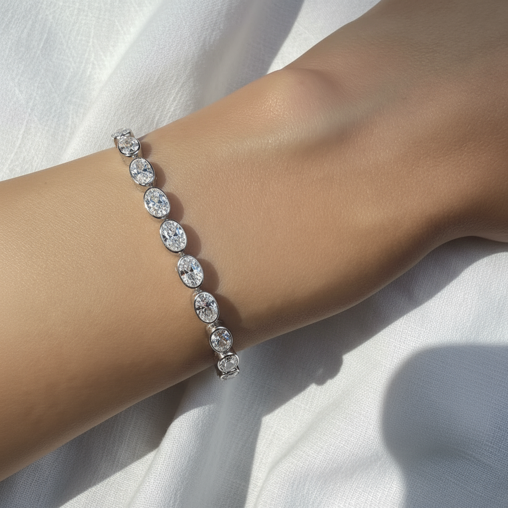 Velara Frame Tennis Bracelet – White Diamond