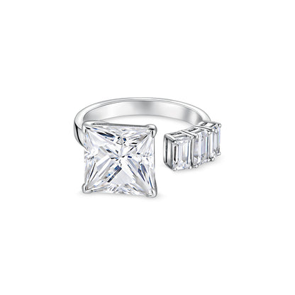 Aria Princess Open Ring – White Diamond