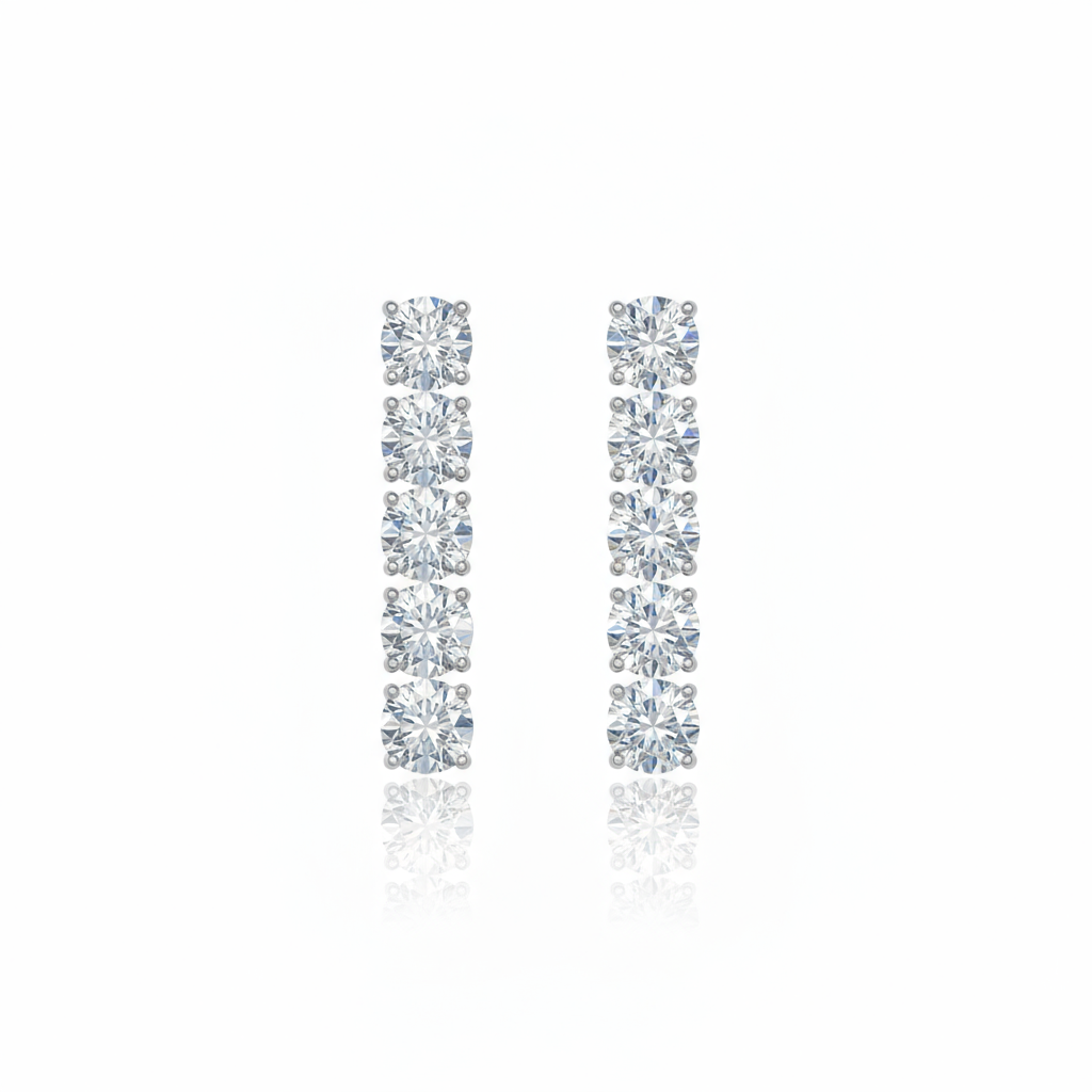 Juno Tennis Charm Earrings – White Diamond
