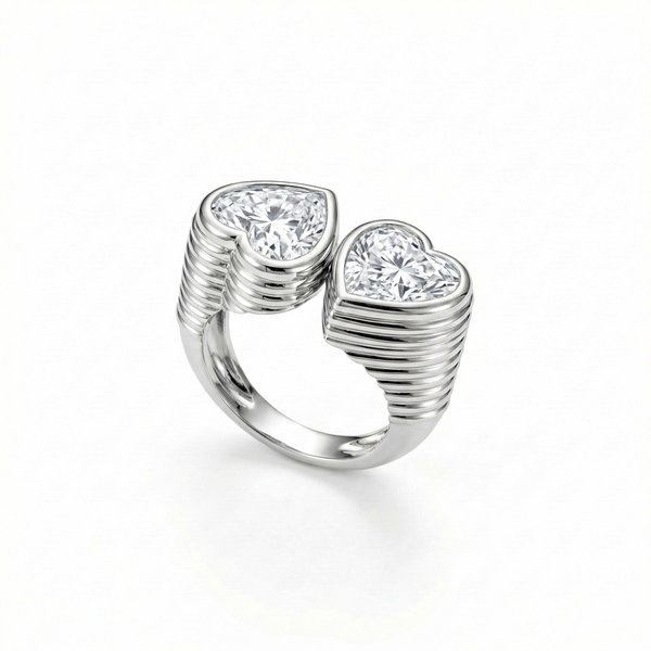 Amore Double Signet Ring – White Diamond