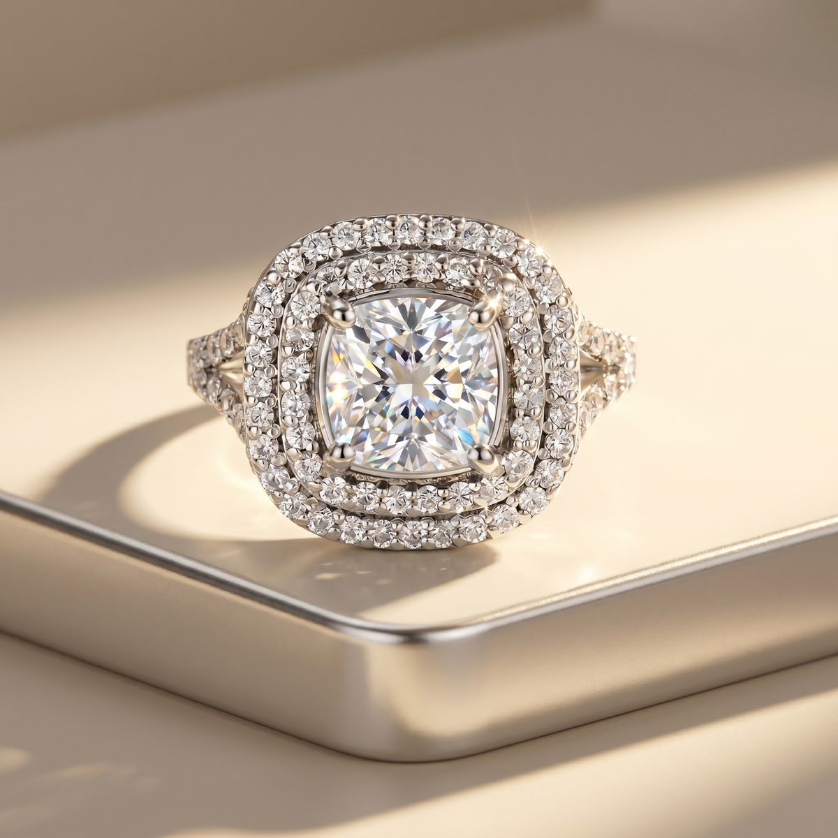 Aria Double Halo Ring – White Diamond