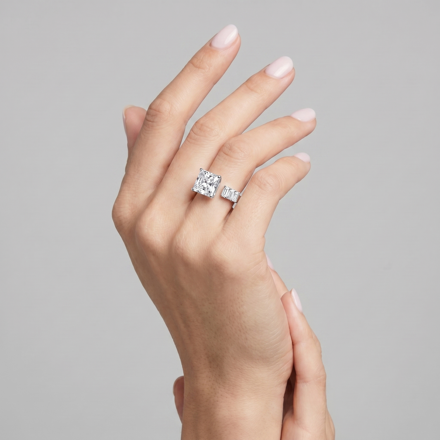 Aria Princess Open Ring – White Diamond