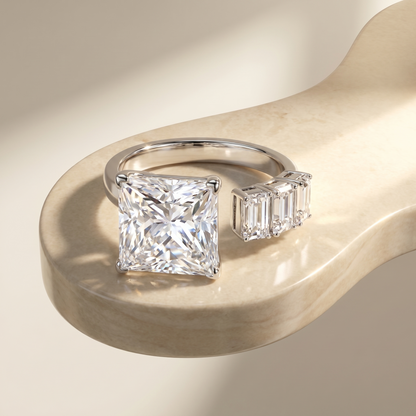 Aria Princess Open Ring – White Diamond