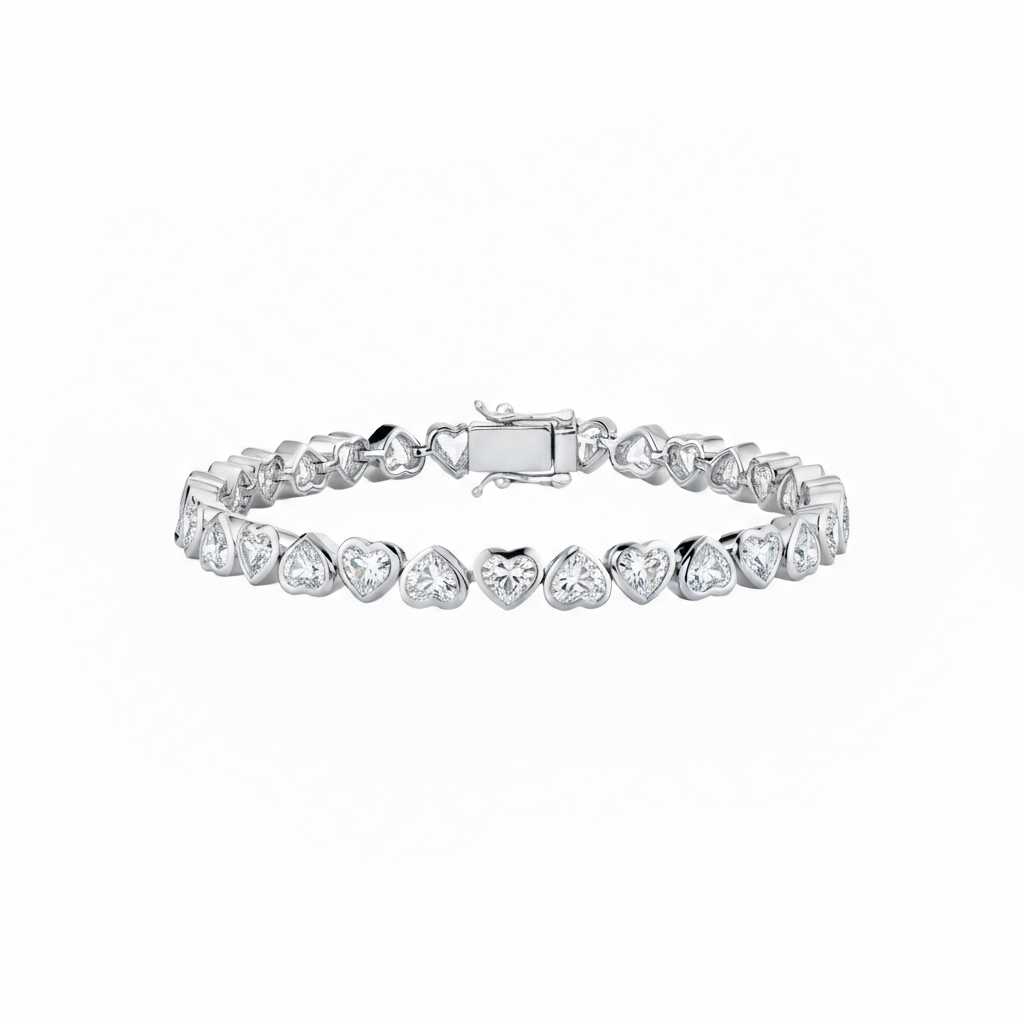 Amore Frame Tennis Bracelet – White Diamond