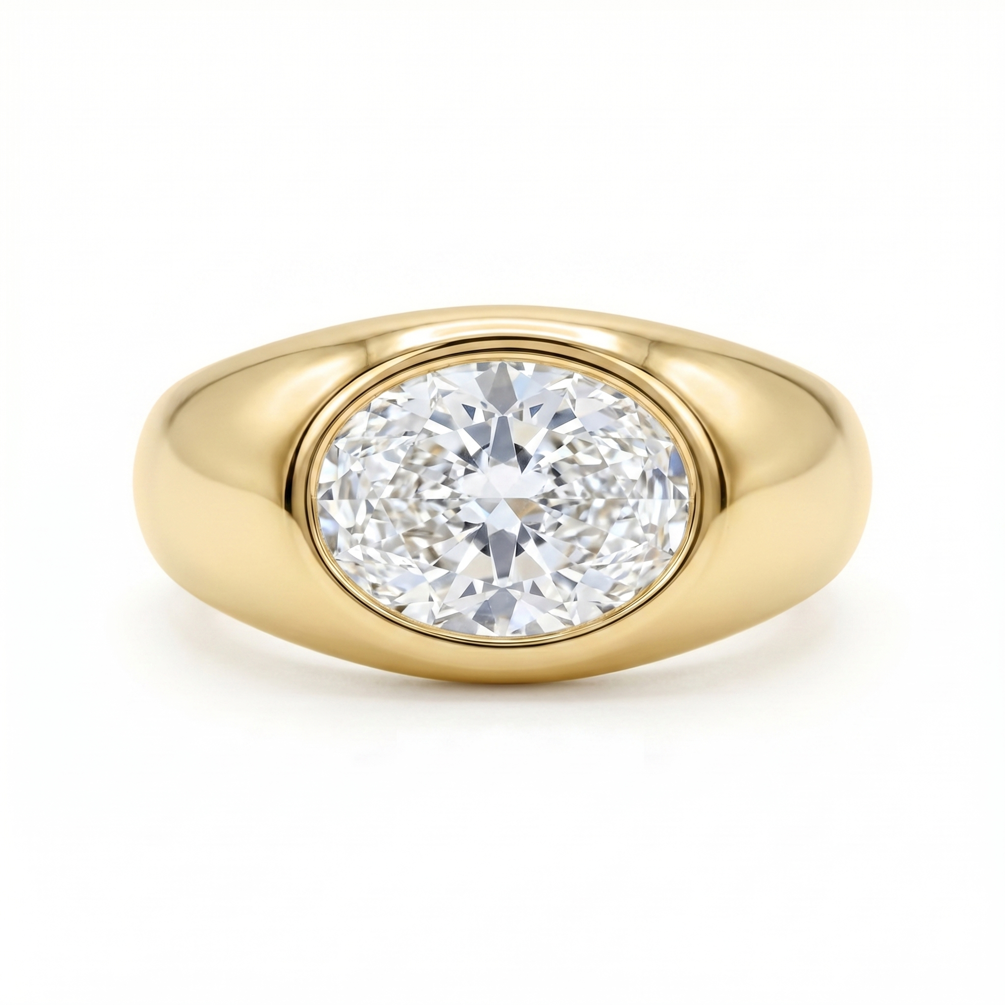 Velara Lateral Signet Ring – White Diamond