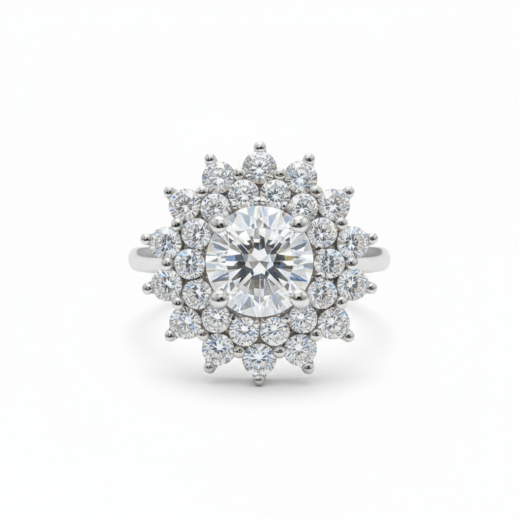 Juno Flower Ring – White Diamond