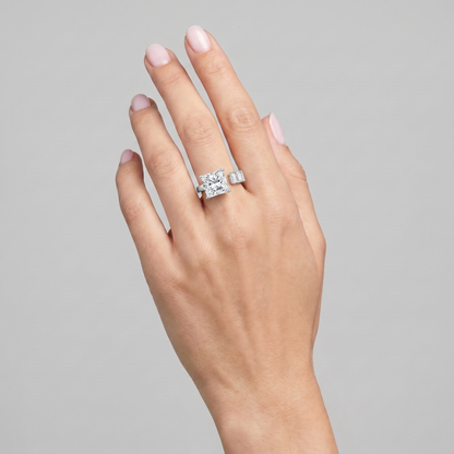 Aria Princess Open Ring – White Diamond