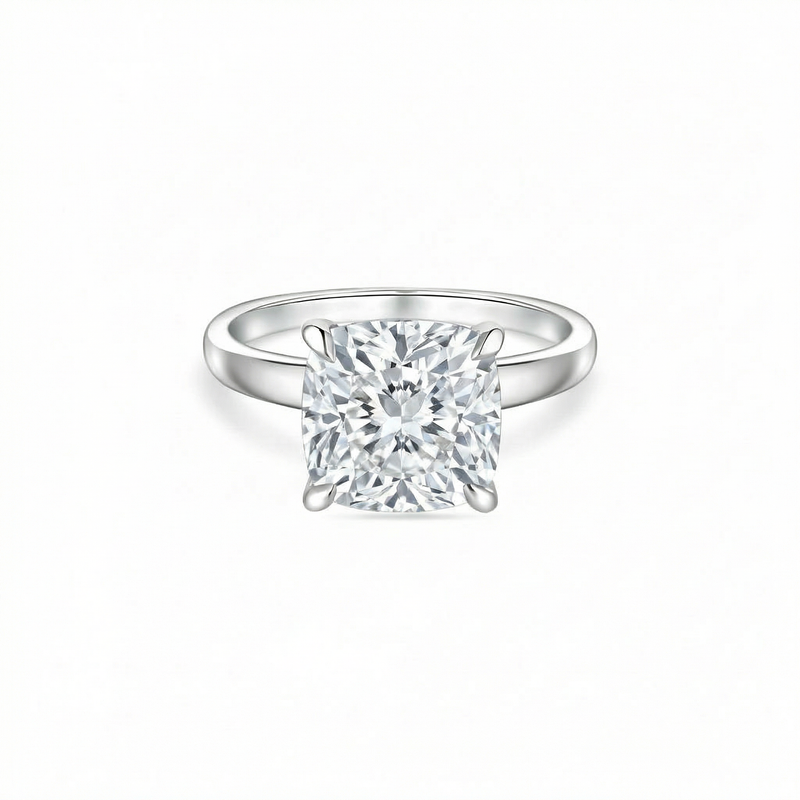 Aria Cushion Solitaire Ring – White Diamond