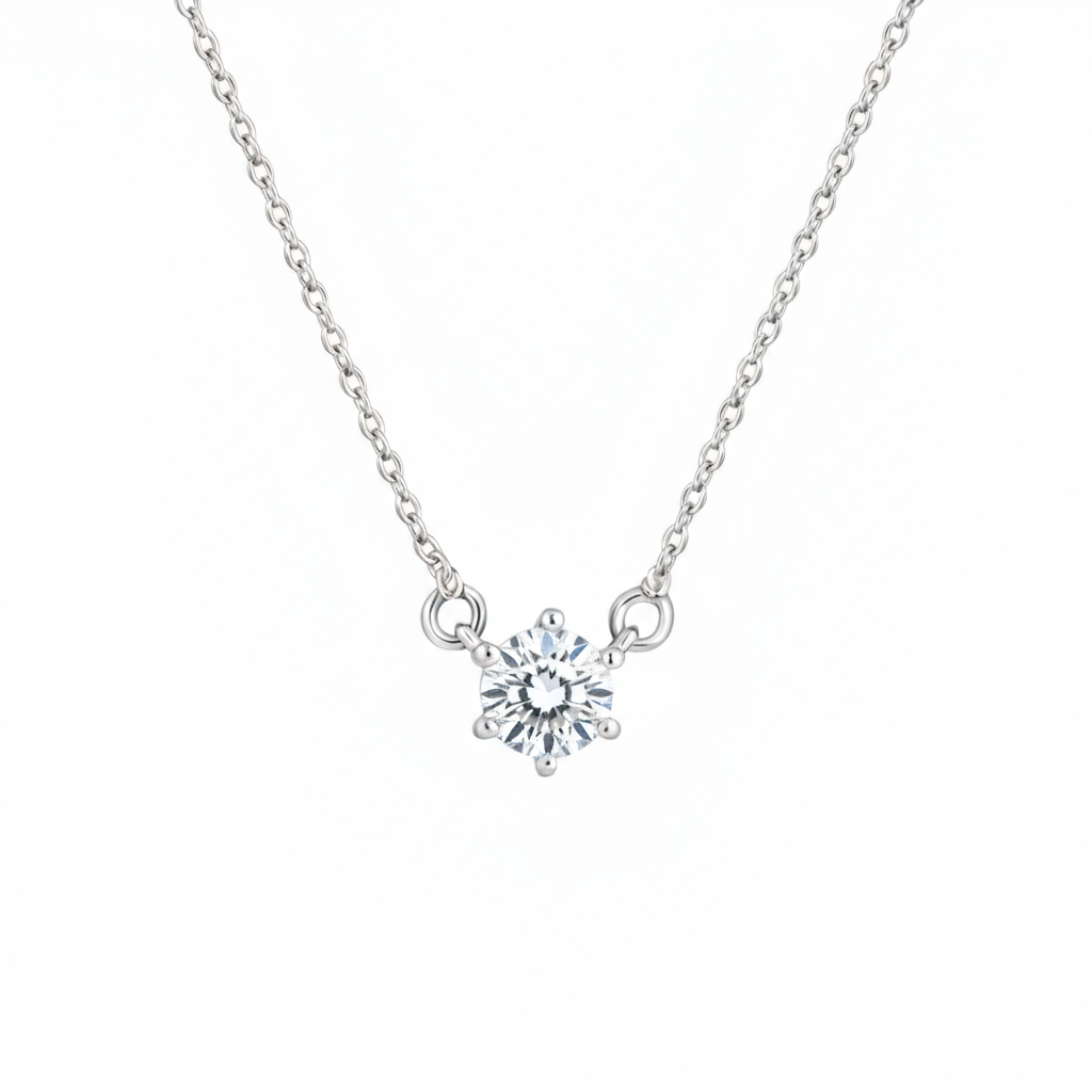 Juno Solitaire Necklace – White Diamond
