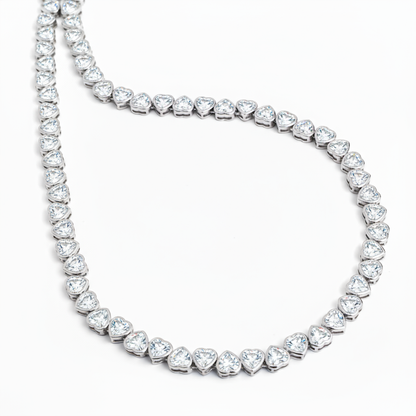 Amore Frame Tennis Necklace 20ct – White Diamond