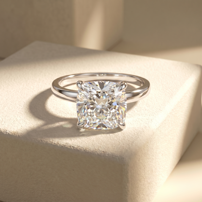 Aria Cushion Solitaire Ring – White Diamond