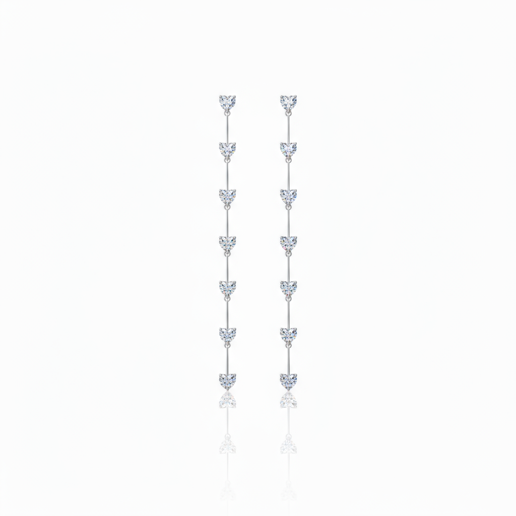 Amore Long Drop Earrings – White Diamond