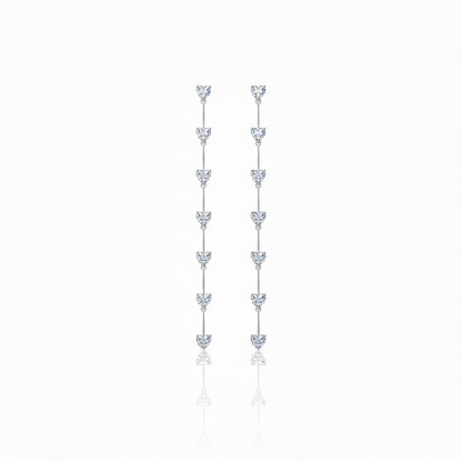 Amore Long Drop Earrings – White Diamond