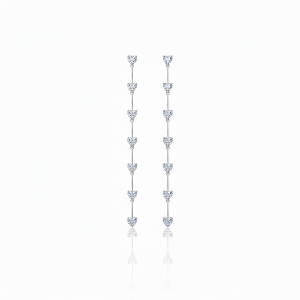 Amore Long Drop Earrings – White Diamond