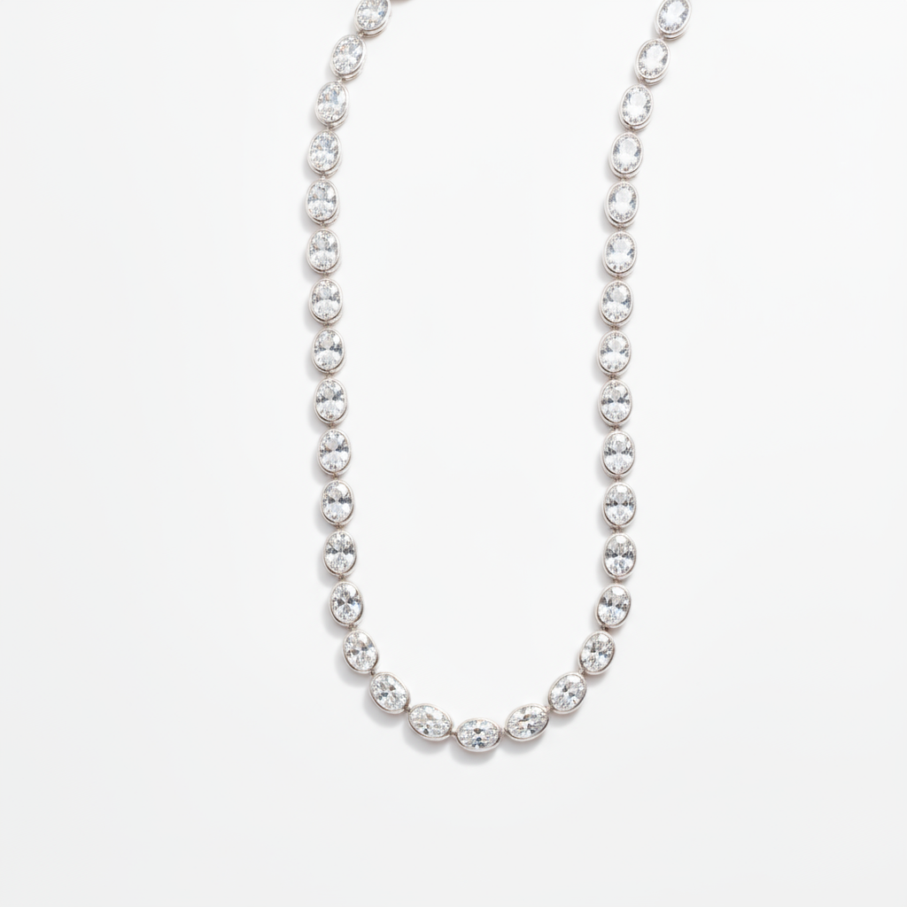 Velara Frame Tennis Necklace 16.75ct – White Diamond
