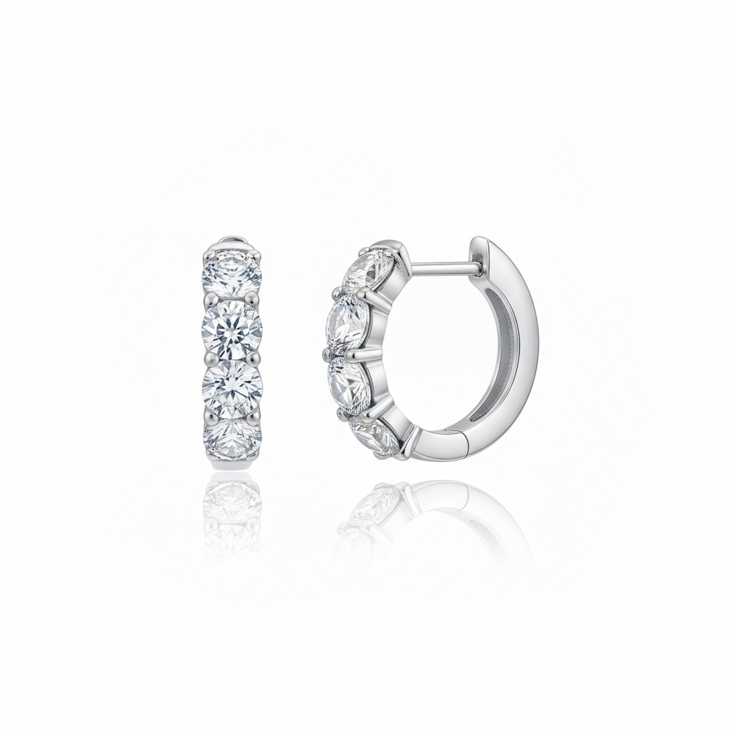 Linea Chunky Hoop Earrings – White Diamond