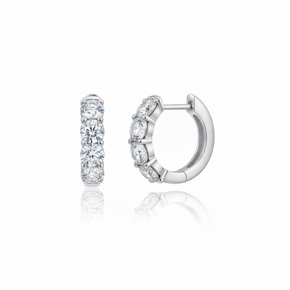 Linea Chunky Hoop Earrings – White Diamond
