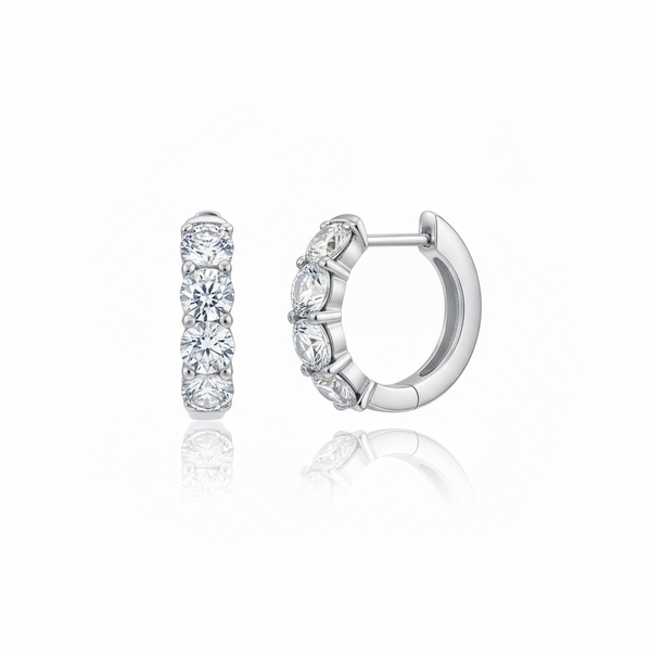 Linea Chunky Hoop Earrings – White Diamond
