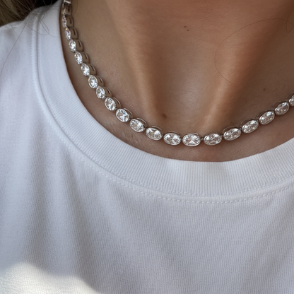 Velara Frame Tennis Necklace 16.75ct – White Diamond