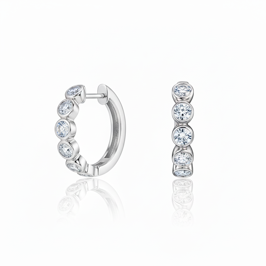 Forma Mini Hoop Earrings – White Diamond