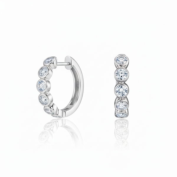 Forma Mini Hoop Earrings – White Diamond
