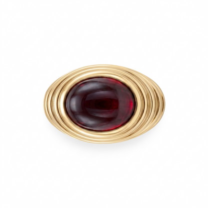 Velara Cabochon Ring – Deep Red Garnet