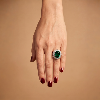 Velara Statement Ring – Zambian Green Emerald