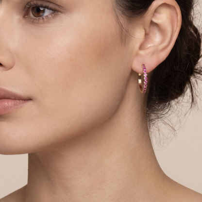 Forma Grande Hoop Earrings – Vivid Pink Sapphire