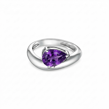 Nova Wave Solitaire Ring – Purple Sapphire