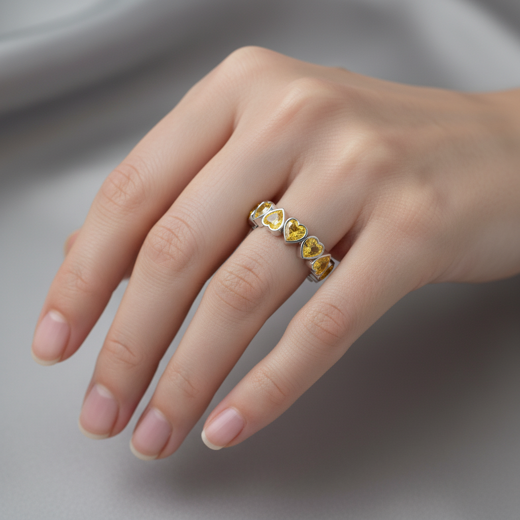 Amore Frame Eternity Ring – Orange Padparadscha Sapphire
